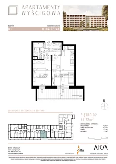 Mieszkanie, 36,72 m², 2 pokoje, piętro 2, oferta nr B1.M34