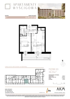 Mieszkanie, 36,72 m², 2 pokoje, piętro 5, oferta nr B1.M46