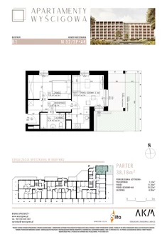 Mieszkanie, 38,18 m², 2 pokoje, parter, oferta nr B1.M52