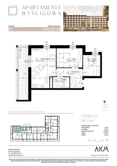 Mieszkanie, 50,72 m², 3 pokoje, piętro 1, oferta nr B2.M6