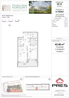 Mieszkanie, 43,48 m², 2 pokoje, piętro 4, oferta nr F-BYD-E1-LM-2_M39