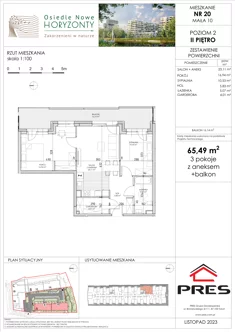 Mieszkanie, 65,49 m², 3 pokoje, piętro 2, oferta nr F-BYD-E1-LM-1_M20