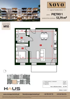 Mieszkanie, 53,79 m², 2 pokoje, piętro 1, oferta nr M10