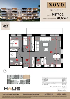 Mieszkanie, 70,32 m², 3 pokoje, piętro 2, oferta nr M24