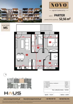 Mieszkanie, 52,56 m², 3 pokoje, parter, oferta nr M5