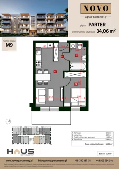 Mieszkanie, 34,06 m², 2 pokoje, parter, oferta nr M9