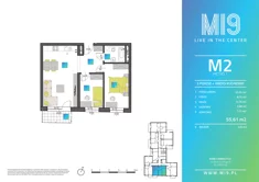 Mieszkanie, 55,61 m², 3 pokoje, piętro 1, oferta nr M2