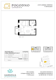 Mieszkanie, 31,58 m², 1 pokój, piętro 3, oferta nr 2A-3-7