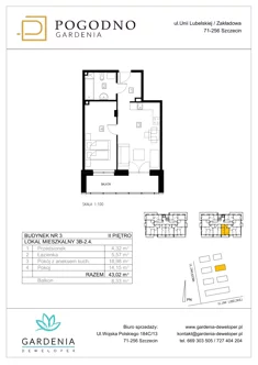 Mieszkanie, 42,96 m², 2 pokoje, piętro 2, oferta nr 3B-2-4