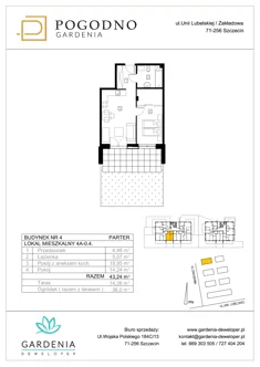 Mieszkanie, 42,65 m², 2 pokoje, parter, oferta nr 4A-0-4