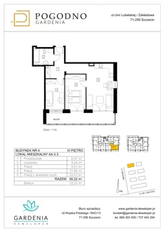 Mieszkanie, 55,97 m², 3 pokoje, piętro 3, oferta nr 4A-3-3