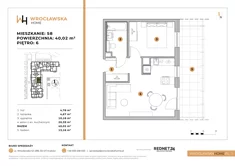 Mieszkanie, 40,02 m², 2 pokoje, piętro 6, oferta nr 58