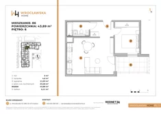 Mieszkanie, 43,89 m², 2 pokoje, piętro 6, oferta nr 86