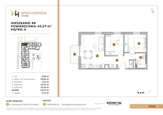 Mieszkanie, 55,57 m², 3 pokoje, piętro 6, oferta nr 88