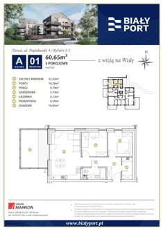 Mieszkanie, 60,65 m², 3 pokoje, parter, oferta nr 1