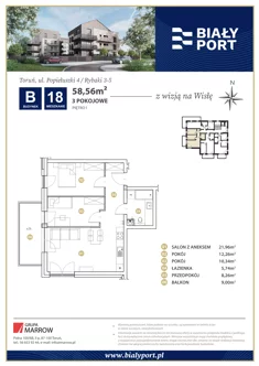 Mieszkanie, 58,56 m², 3 pokoje, piętro 1, oferta nr 18