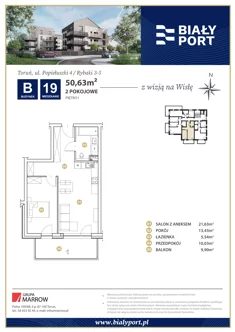 Mieszkanie, 50,63 m², 2 pokoje, piętro 1, oferta nr 19