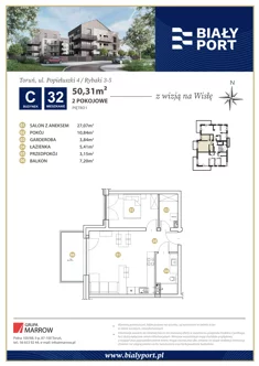 Mieszkanie, 50,31 m², 2 pokoje, piętro 1, oferta nr 32