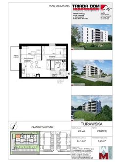 Mieszkanie, 44,14 m², 2 pokoje, parter, oferta nr K1.M4