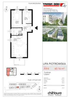 Mieszkanie, 60,16 m², 3 pokoje, piętro 1, oferta nr A46