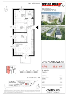 Mieszkanie, 68,61 m², 4 pokoje, piętro 1, oferta nr A76