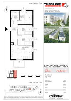 Mieszkanie, 70,43 m², 4 pokoje, piętro 1, oferta nr A84