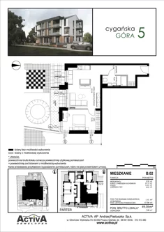 Mieszkanie, 49,08 m², 2 pokoje, parter, oferta nr B.02