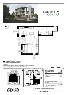 Mieszkanie, 54,11 m², 2 pokoje, piętro 2, oferta nr B.08
