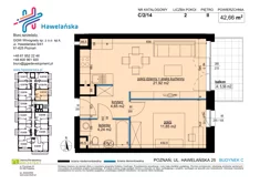 Mieszkanie, 42,66 m², 2 pokoje, piętro 2, oferta nr C/2/14