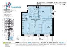Mieszkanie, 70,23 m², 3 pokoje, piętro 6, oferta nr C/6/76