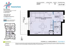 Mieszkanie, 33,47 m², 1 pokój, piętro 3, oferta nr A/3/27