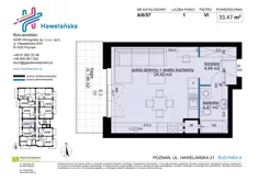 Mieszkanie, 33,47 m², 1 pokój, piętro 6, oferta nr A/6/57