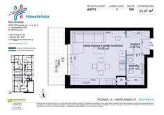 Mieszkanie, 33,47 m², 1 pokój, piętro 8, oferta nr A/8/75