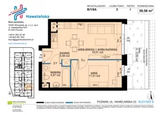 Mieszkanie, 39,58 m², 2 pokoje, piętro 1, oferta nr B/1/6A