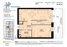 Mieszkanie, 43,78 m², 2 pokoje, piętro 1, oferta nr B/1/7