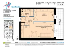 Mieszkanie, 43,78 m², 2 pokoje, piętro 10, oferta nr B/10/110