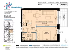 Mieszkanie, 43,78 m², 2 pokoje, piętro 2, oferta nr B/2/19