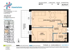 Mieszkanie, 43,78 m², 2 pokoje, piętro 7, oferta nr B/7/73