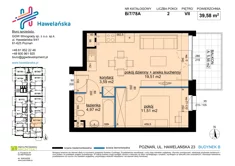 Mieszkanie, 39,58 m², 2 pokoje, piętro 7, oferta nr B/7/78A