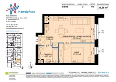 Mieszkanie, 39,58 m², 2 pokoje, piętro 8, oferta nr B/8/88