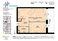 Mieszkanie, 43,78 m², 2 pokoje, piętro 8, oferta nr B/8/90