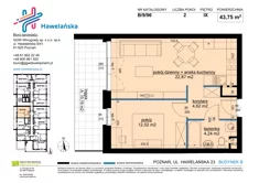 Mieszkanie, 43,75 m², 2 pokoje, piętro 9, oferta nr B/9/96