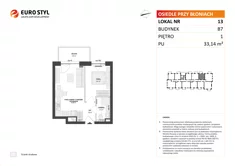 Mieszkanie, 33,14 m², 2 pokoje, piętro 1, oferta nr B7/13