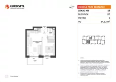Mieszkanie, 34,52 m², 2 pokoje, piętro 1, oferta nr B7/19