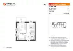 Mieszkanie, 35,09 m², 2 pokoje, piętro 1, oferta nr B7/21