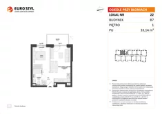 Mieszkanie, 33,14 m², 2 pokoje, piętro 1, oferta nr B7/22