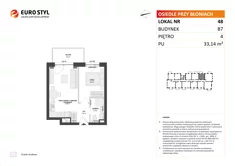 Mieszkanie, 33,14 m², 2 pokoje, piętro 4, oferta nr B7/48
