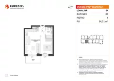 Mieszkanie, 34,51 m², 2 pokoje, piętro 4, oferta nr B7/54