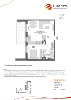 Mieszkanie, 42,00 m², 2 pokoje, piętro 1, oferta nr Ł/29