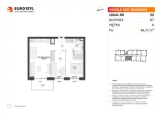 Mieszkanie, 48,72 m², 3 pokoje, piętro 4, oferta nr B7/53